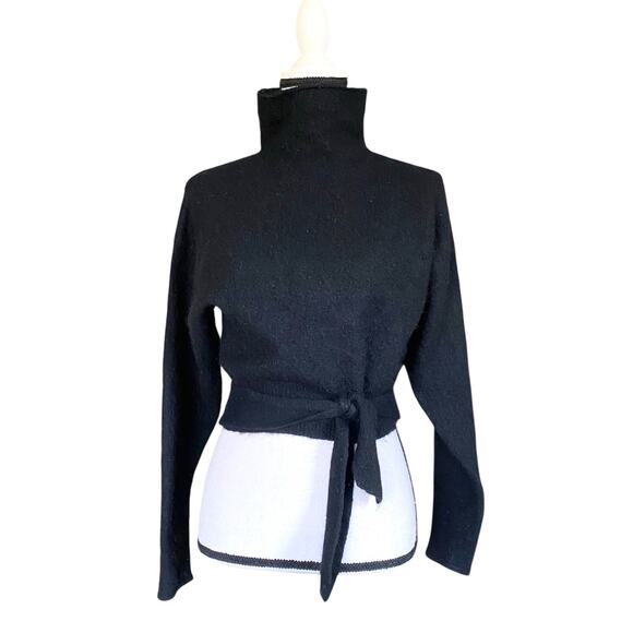 Wilfred Lorin Sweater Funnel Neck Long Dolman Sleeves Sz S Black Balletcore - Picture 11 of 13